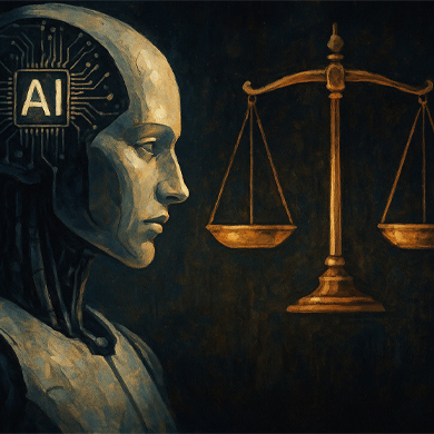 ai robot with scales of justice