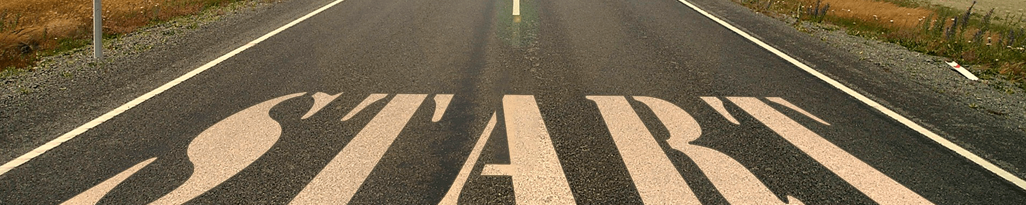road with word start on it